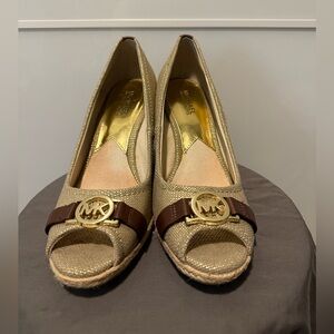 Michael Kors "Meg" Espadrille Peep Toe Wedge.
